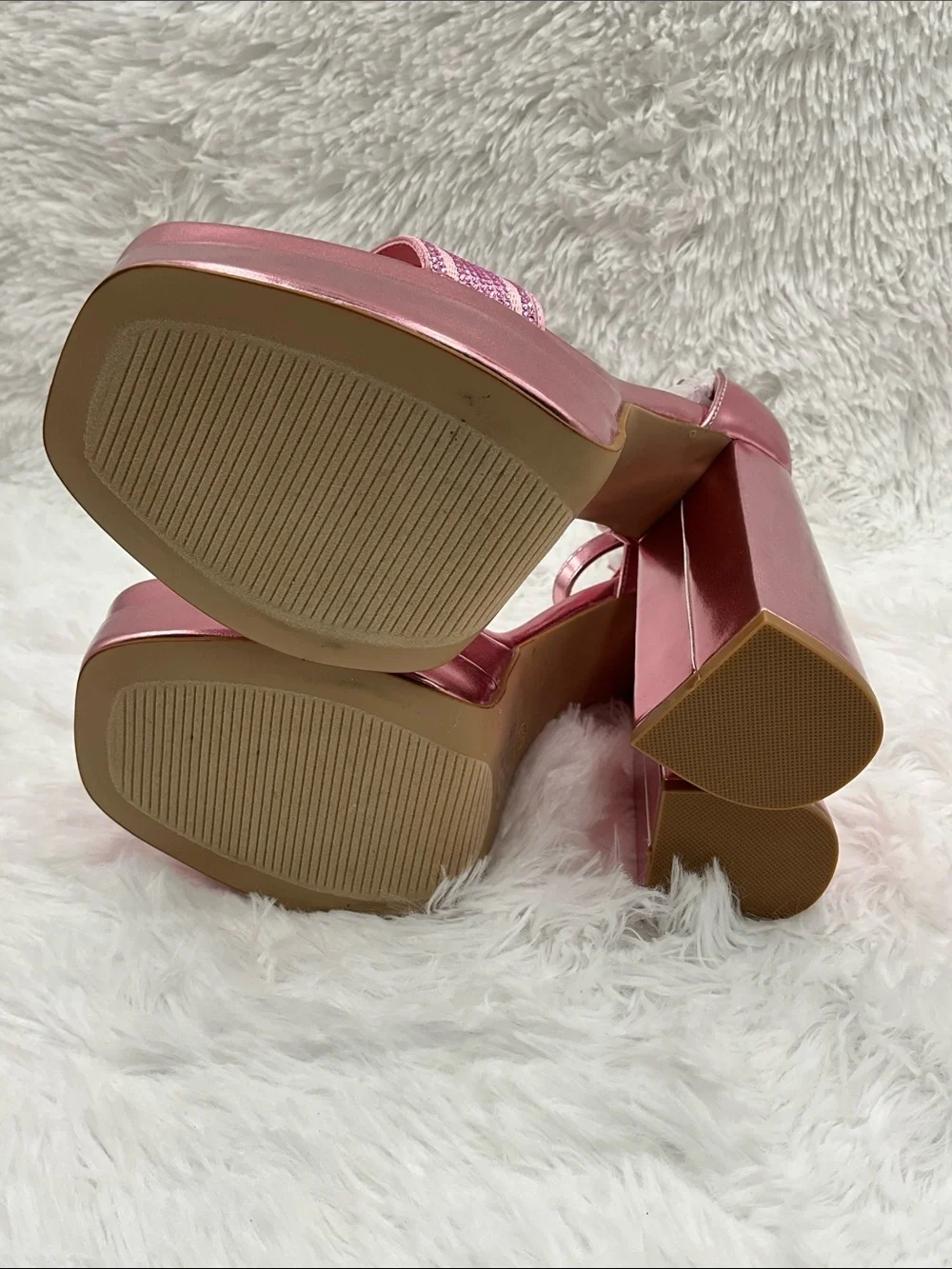 Dream Pairs Heels Size 7.5 Metallic Rose Pink Platform Block Heels